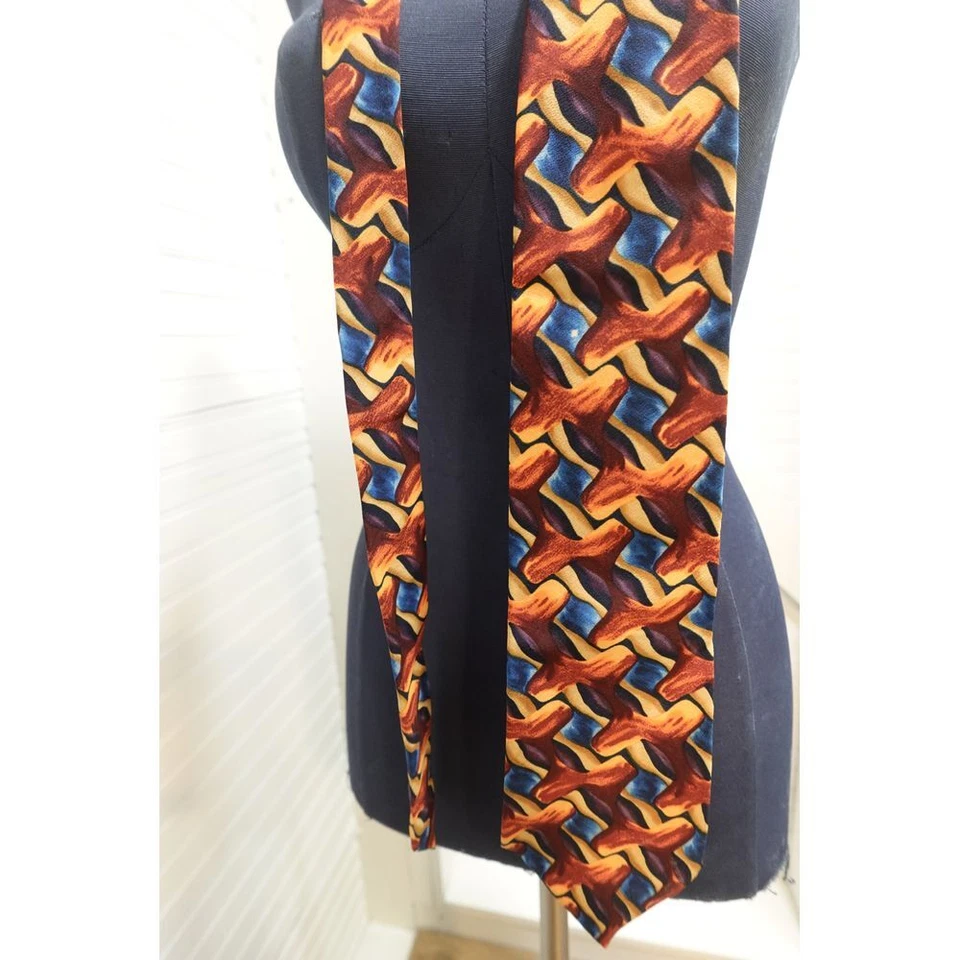 Corbata vintage Jerry Garcia estampado geométrico 100 % seda años 90 accesorio Grateful Dead Foto 2 de 4