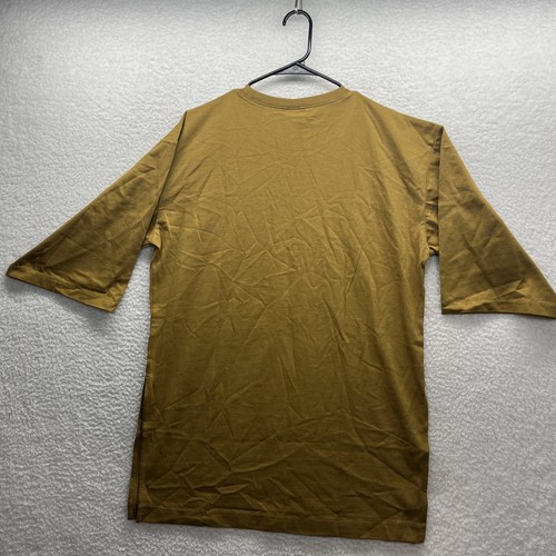 Uniqlo Shirt Womens XS Brown Slit Cotton Oversized Tunic Short Sleeve New Chore - Picture 10 of 16