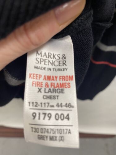 M&S Autograph Navy Blue Striped Neck Jumper Size XL - Picture 3 of 5