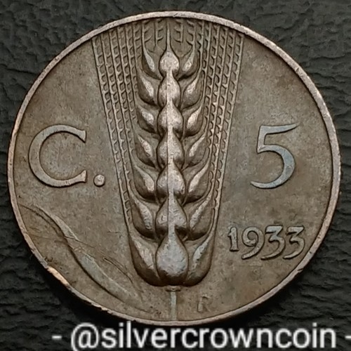 Italy 🇮🇹 5 Centesimi 1933 R. KM#59. Five Cents coin. V. Emanuele lll. Wheat. - Picture 2 of 7