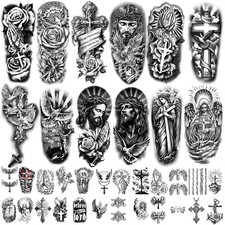 77 Sheets Christian Cross Temporary Tattoo for Women Men, Tattoos