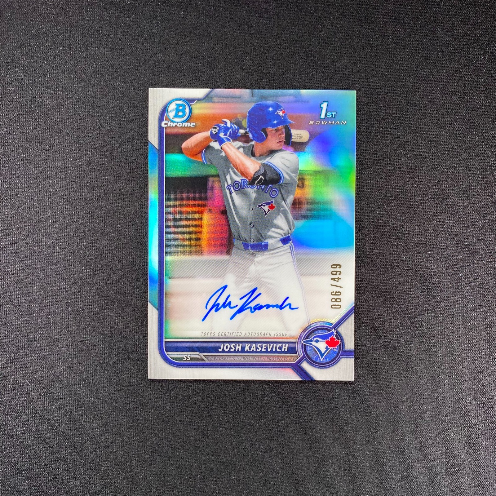2022 Bowman Draft Josh Kasevich 1st Chrome Auto /499 Refractor CDA-JK Blue Jays