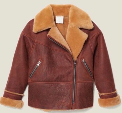 Sandro Zinal Shearling Biker Jacket size 0/XS | eBay