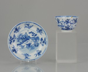 Antique Kangxi Ca 1680-1700 Chinese Porcelain Plate Horse Master of the Rocks