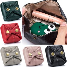 Snap Coin Organizer Change Holder Card Case Genuine Leather Storage Bag Womens