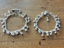 2 Belly Dance Charm Chiming Bracelets Dancer Tinkling Bells 8" plus Extension