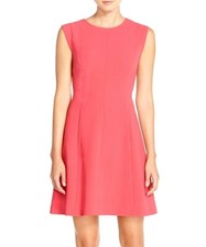 Vince Camuto 154448 Women's Seamed Fit & Flare Dress Crew Neck Pink Sz. 6