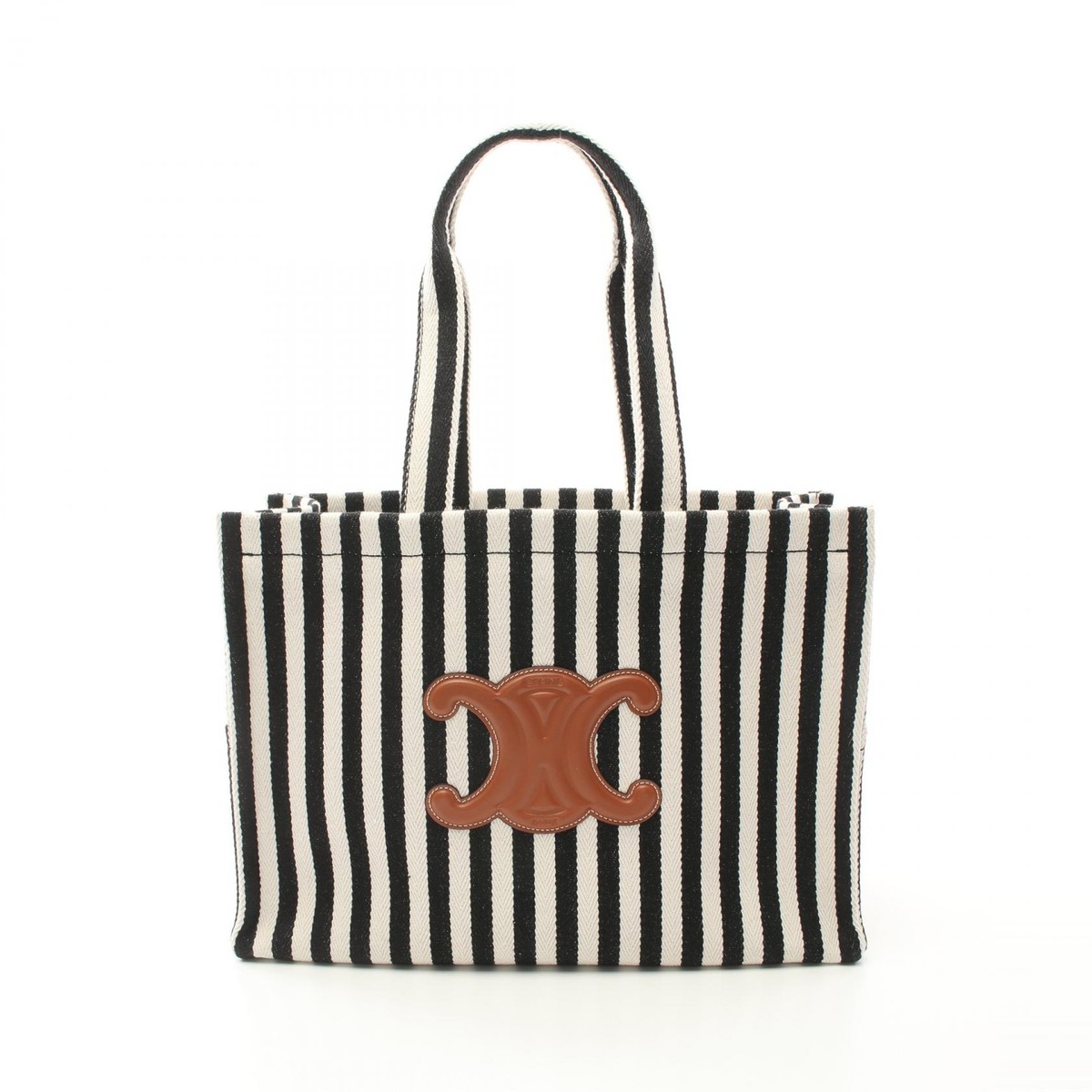 お気に入り♪▼Large Cabas Thais トートバッグ▼CELINE CELINE Large Cabas Thais Tote Hand Bag canvas leather Black