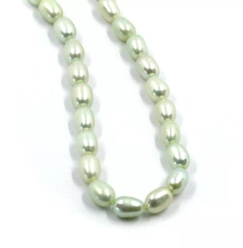 COLLANA ORO GIALLO, 18K, PERLE VERDI OVALI ACQUA DOLCE, CHICCHI RISO 40-50-60 CM - Foto 2 di 17