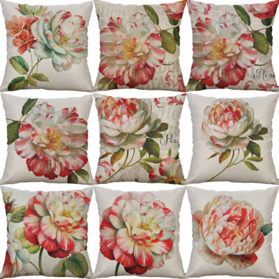Flower painting Print Cotton Linen Pillow Case Decorative Cushion Cover 18" Flower painting Print Cotton Linen Pillow Case Decorative Cushion Cover 18"