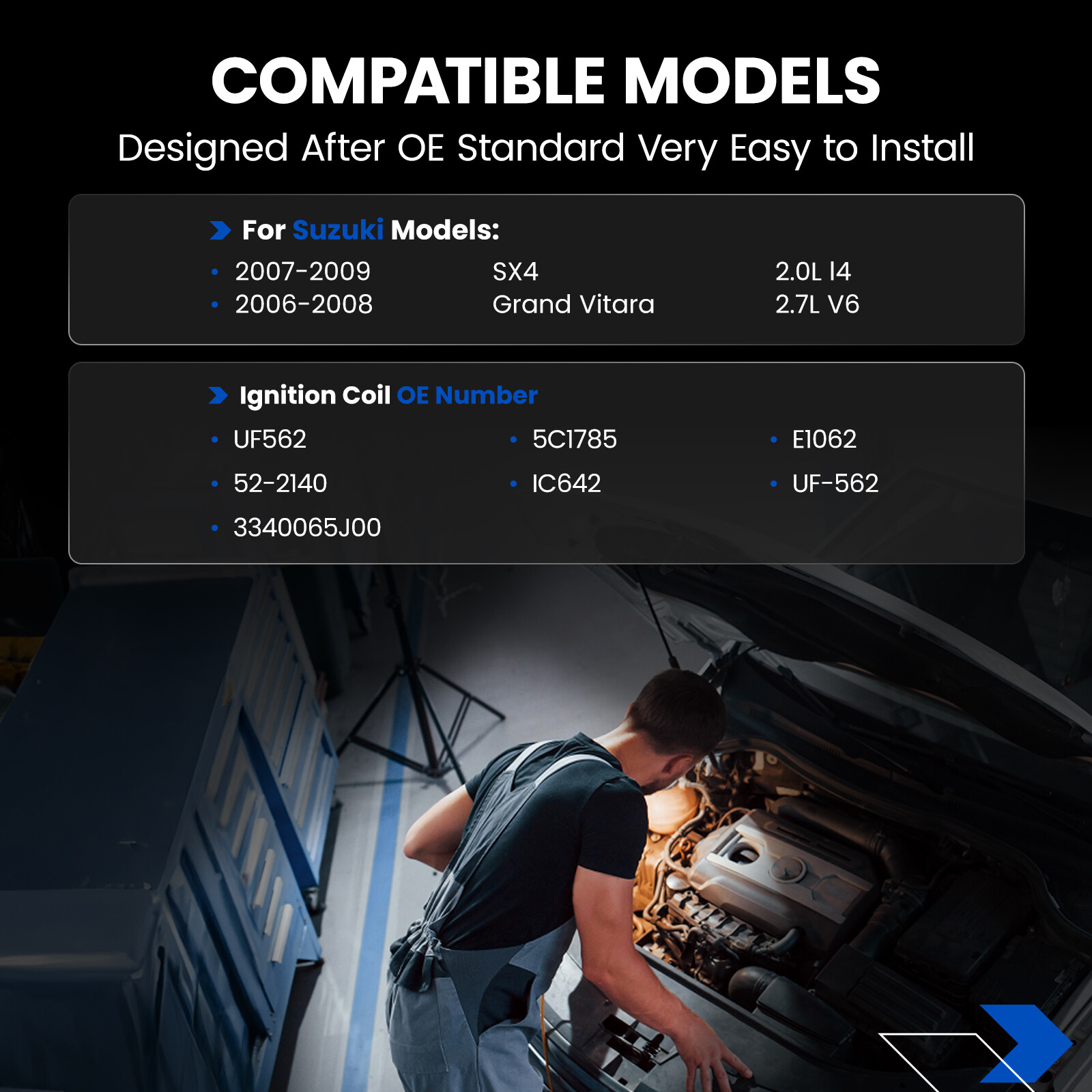 4 Ignition Coils Replacement for 2007 2008 2009 Suzuki SX4 L4 2.0L UF562 UF-562