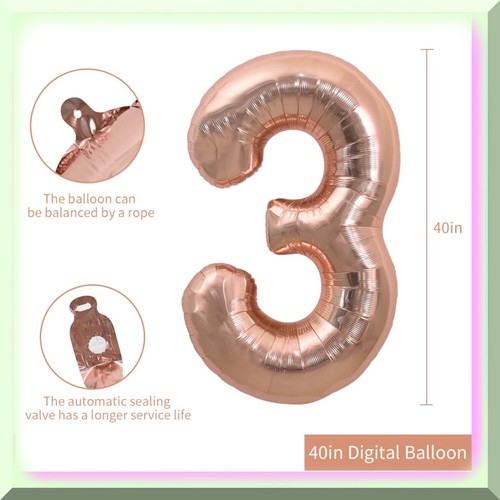 Rose Gold MegaDigits - 40" Jumbo Number Balloons for Birthday & Anniversary Part - Picture 3 of 7