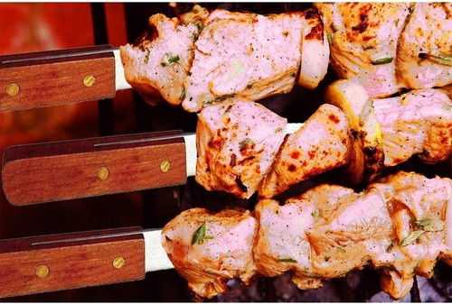 23-Inch Heavy Duty 1-Inch Wide BBQ Barbecue Persian Skewers Wooden Handle (6) - Picture 2 of 3