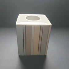 Ceramic Tissue Box Cover Stripes 5" Square 6" Tall