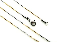 316 Grade Quality Stainless Steel & Gold Two Tone 20 Inches Ball Chain Necklace