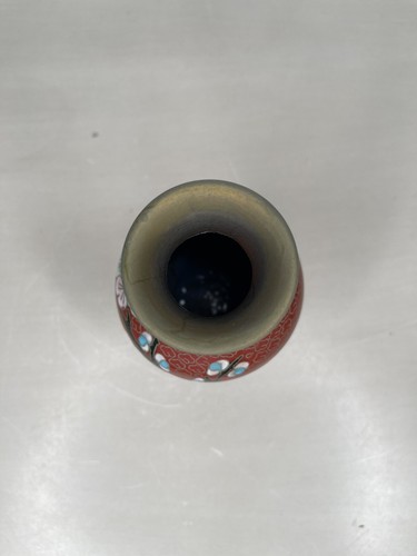 Vintage Traditional Chinese Cloisonné Floral Vase Small Flowers Bird Decorative - Picture 5 of 8