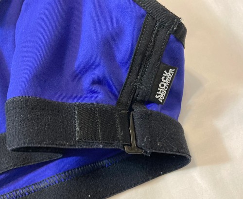 Sports Bra Purple Black Sz 34B Meshed Keyhole Back Unpadded Shock Absorber - Picture 6 of 7