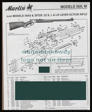 1999 MARLIN Model 39Am M Rifle  Schematic Parts List