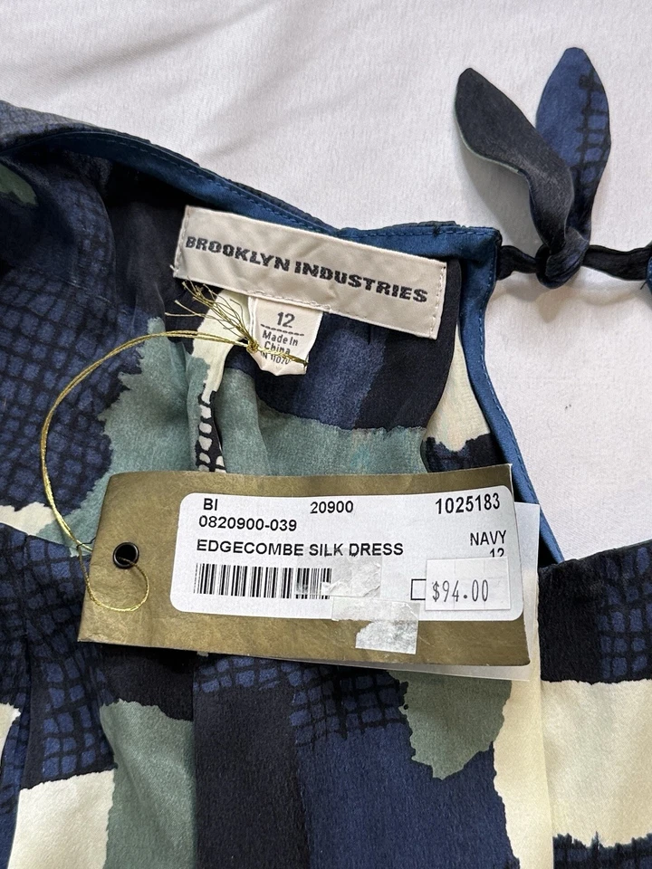 Brooklyn Industries Edgecombe Printed Dress Size 12 100% Silk New NWT - Image 3 of 4