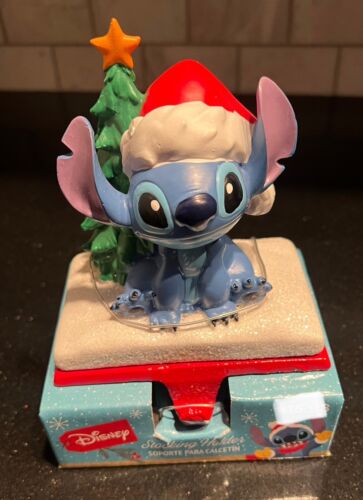 Stitch w/Santa Hat Christmas Stocking Holder Hanger Novelty NEW Disney