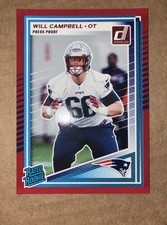 2025 Donruss Press Proof Red #345 Will Campbell Patriots Rated Rookie SP