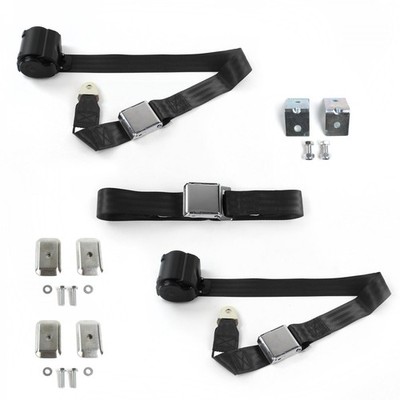 IH Scout 1961 - 1980 Airplane 2pt BK Bench Seat Kit w/Brackets 3 Belts 