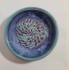 Healing Touch Pottery Garlic Grater Blue, Purple Glaze.