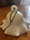 7” Antique Hanging White Milk Glass Oil Lamp Smoke Bell with Chain