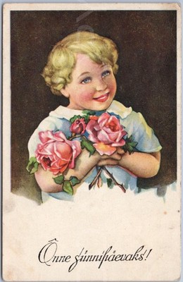 Happy Birthday Kind 2.WK Vintage Postkarte Estland