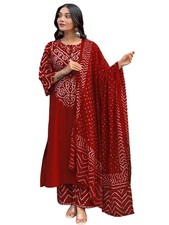 Women  s Viscose Rayon Straight Kurta Pant Dupatta Set