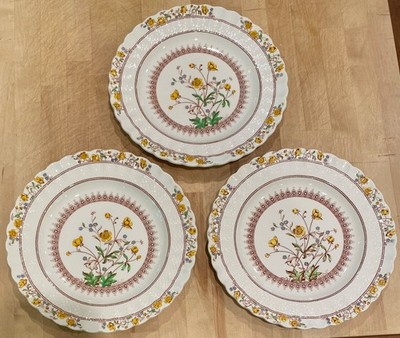 Three (3) Spode Copeland BUTTERCUP 1940-1941 Backstamps 10-1/2'' Dinner Plates