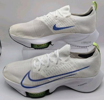 Nike Air Zoom Tempo NEXT% Flyknit White Racer Blue Men's Running Shoes size 12