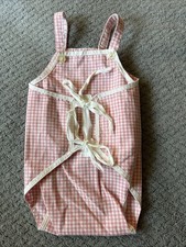 1960s Baby Girl Romper Pink  White Gingham Tie Front Malotta of Sweden Vintage