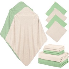 6 Pcs Muslin Hooded Baby Towels and Washcloths 32"x 32" Cotton Newborn Bath T...