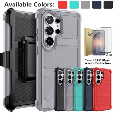 For Samsung Galaxy S26 Ultra Case Matte Rugged Phone Case with Belt Clip Holster