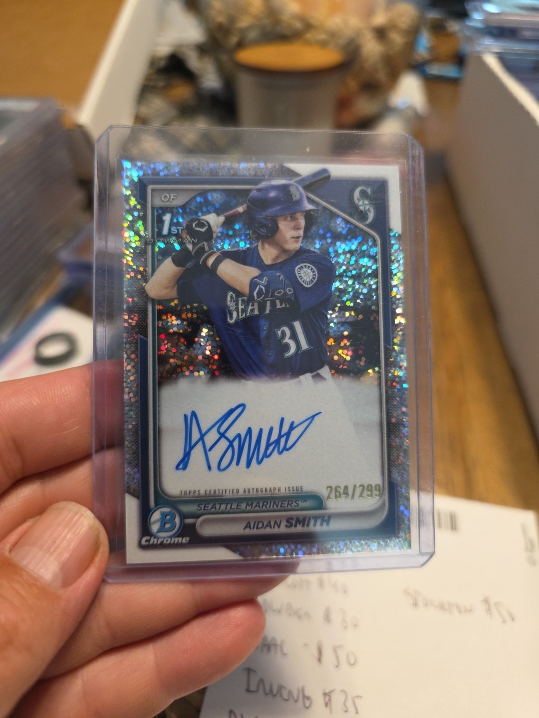 2024 Bowman Chrome Prospect Autograph Aidan Smith CPA-ASM Speckle Refractor /299