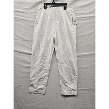 A New Day Womens Tapered Highest Rise Pants White Linen Blend Casual Size 6