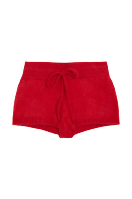 NoName Dotty 100% Brushed Cashmere Knit Red Boy Shortie Shorts Hot Pants Nwt L