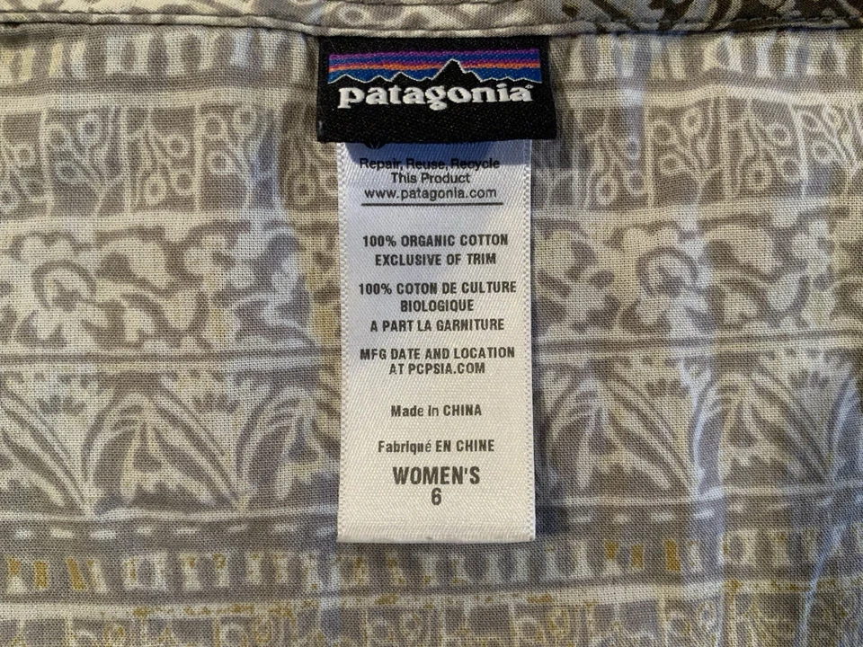  Patagonia Women’s Organic Cotton Top Blouse Size 6 – Brown & Gray, Cap Sleeve - Imagem 4 de 4