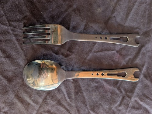 MSR ALPINE TOOL SPOON & FORK STAINLESS STEEL LIGHT CAMP STOVE TOOL Backpacking