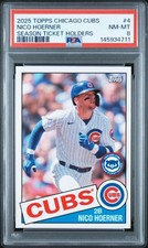 2025 TOPPS CHICAGO CUBS SEASON TKT HOLDERS #4 NICO HOERNER PSA 8