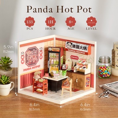 Rolife Super Creator Plastik Panda Hot Pot DIY Miniaturhaus Kit DIY Miniaturhaus