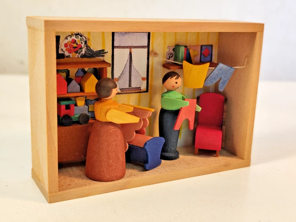Graupner Glückwunschkasterl Nachwuchs Geburt Erzgebirge Miniatur Diorama OVP - Bild 4 von 4