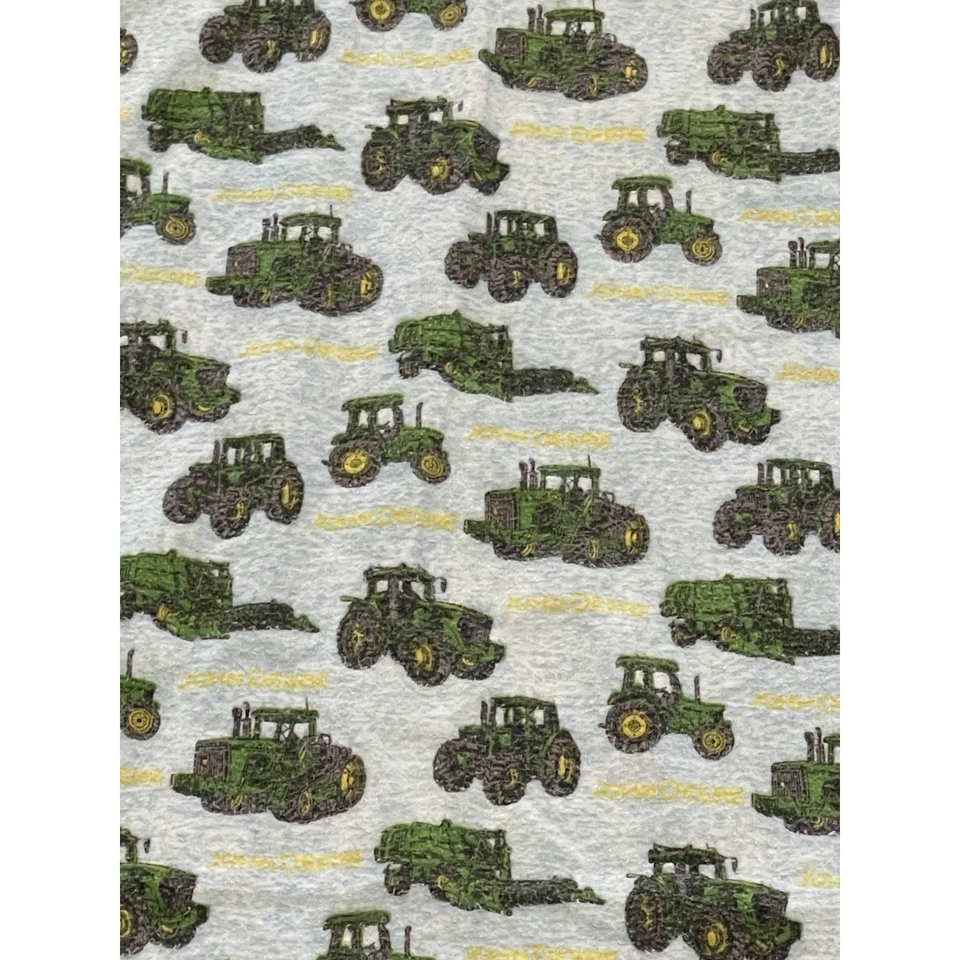 Manta de franela John Deere para niños pequeños hecha a mano amarilla bordes elevados tractor granja Foto 4 de 4