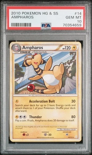 2010 Pokemon Heartgold Soulsilver HGSS Base Set Ampharos #14 PSA 10 - GEM Rare!