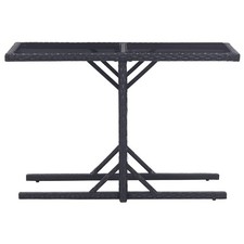 Outdoor Dining Table Patio Garden Wicker Table with Glass Top PE Rattan vidaXL