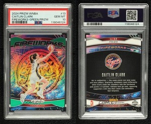 2024 Panini Prizm WNBA Fireworks Green Caitlin Clark #13 PSA 10 GEM MT Rookie RC