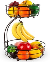 2-StöCkiger Obstkorb Mit Bananenhalter, Obstschale, GemüSekorb, Aus Metall, S