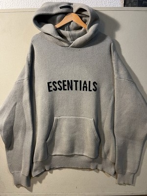 Essentials Fear of God Knit Pullover Hoodie Taupe Size X-Large