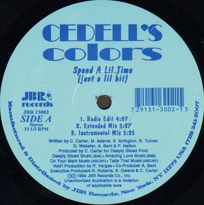 Cedell's Colors - Spend A Lil Time (Just A Lil Bit) (12'') (Near Mint (NM or M-))